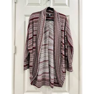 Bobeau Women's XL Multicolor Geometric Open Front Cardigan Coatigan